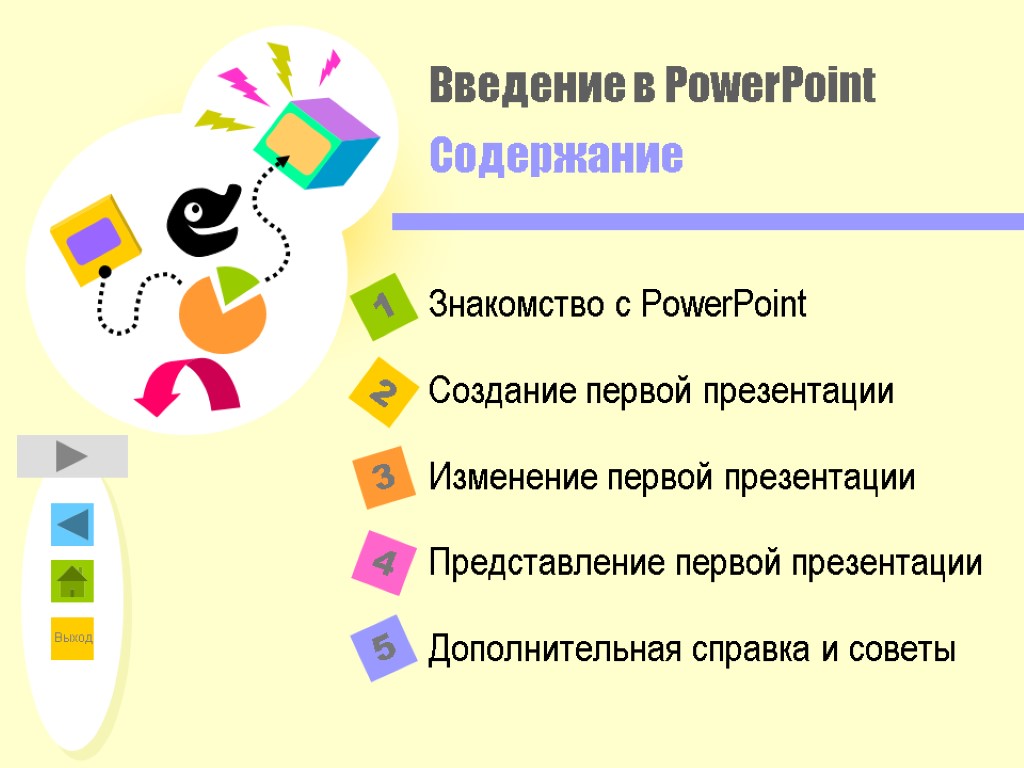 Введение в PowerPoint Содержание 2 1 3 4 Знакомство с PowerPoint Создание первой презентации